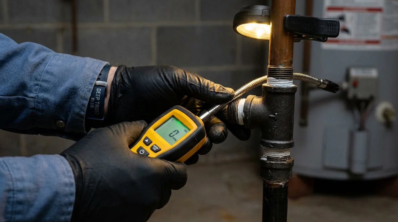 Gas leak detection with electronic sniffer by Johns Plumbing LLC in Logan