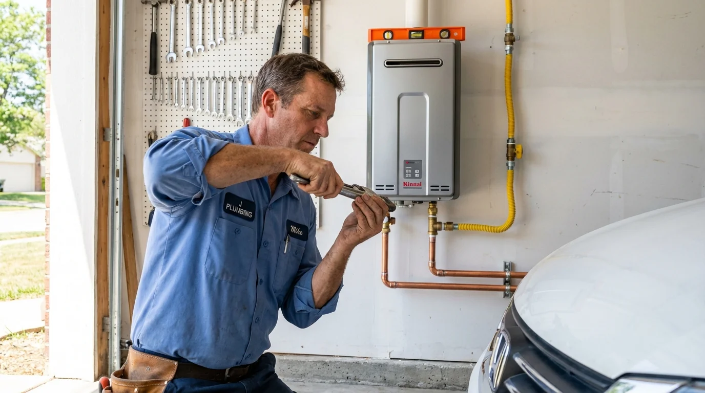 Tankless water heater installation by a Johns Plumbing LLC plumber in Logan