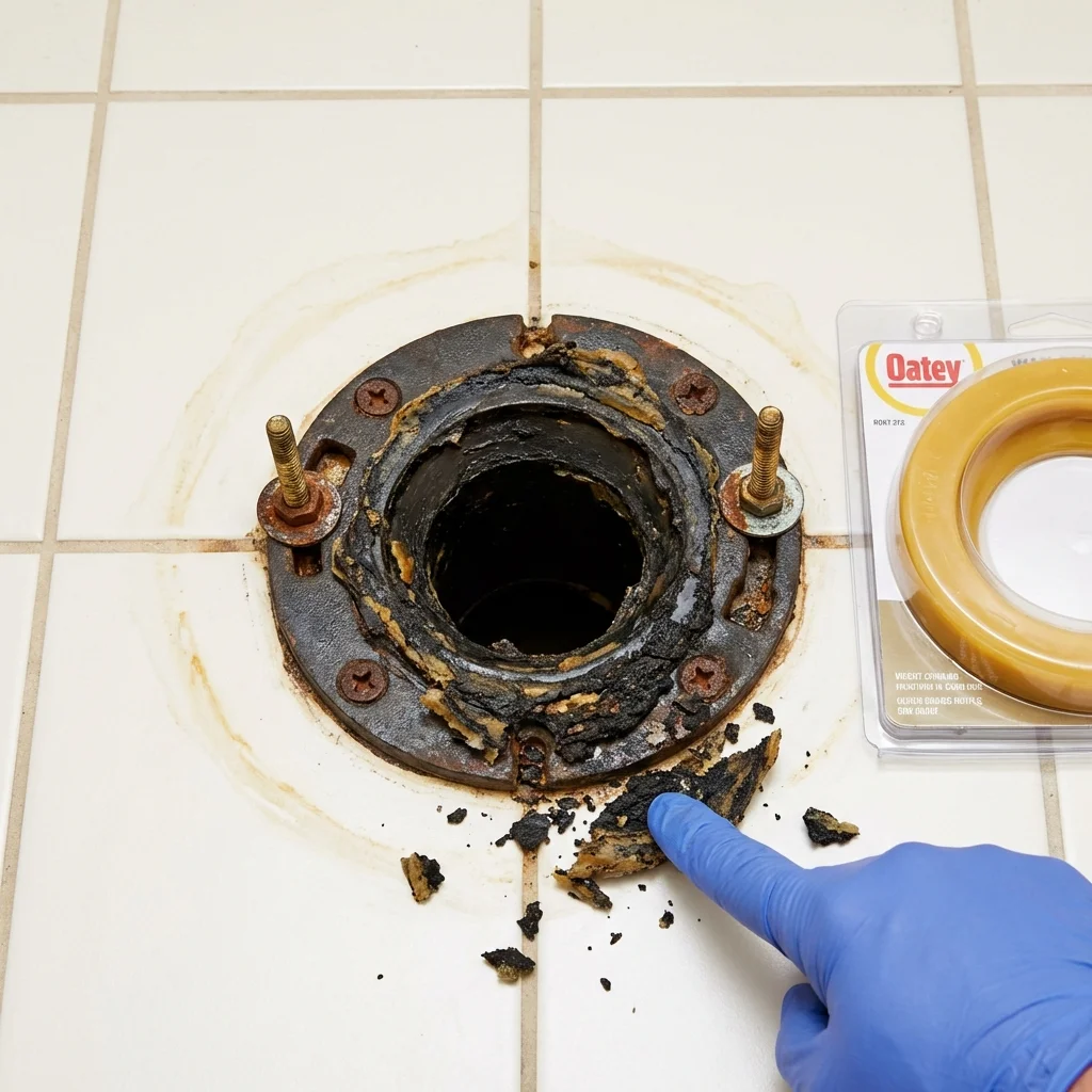 Failed wax ring showing water seepage at the base of a toilet in a Logan, UT home