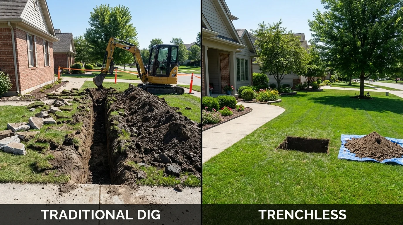 Trenchless sewer repair with minimal yard damage versus traditional excavation in Logan, UT